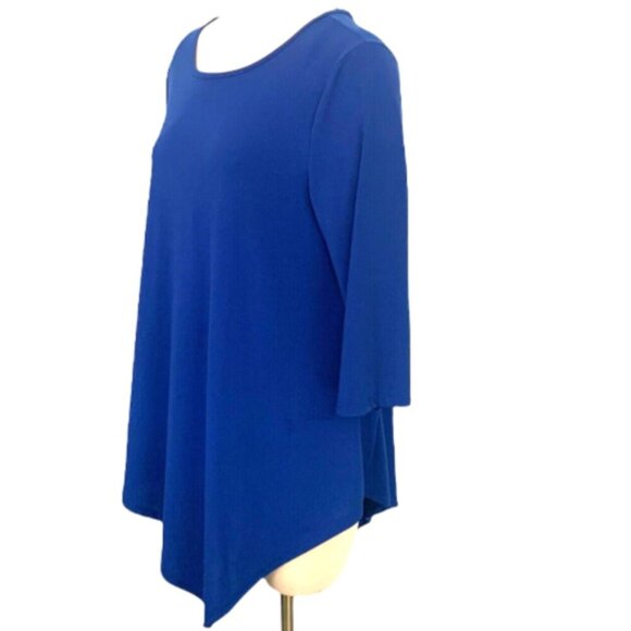 Kate & Mallory Asymmetric Hem Cutout Back Tunic Top Sz L Blue #188H - Picture 6 of 10
